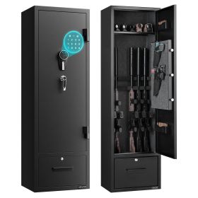 4 Gun Safe, Long Gun Cabinet for Rifles and Pistols, Quick Access Fireproof Rifle Safe with 2 Ammo Slots, 2 Pistol Pockets & 2 Adjustable Racks