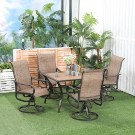 5 Piece Garden Patio Dining Set (Option: Brown-785x635x465 mm)