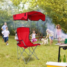 Camping Chair With Sunshade, Foldable Portable Rain Shelter Chair, Supports 330LBS, Banned On Walmart Platform (Option: Red)