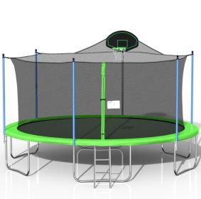 16FT Trampoline Children's Basketball Stand Safety Fence Net (Option: Green)