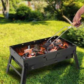 Portable BBQ Grill Foldable Charcoal Grill Camping Garden Outdoor Travel (Option: Black)