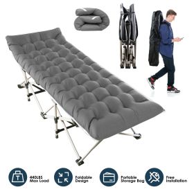 1Pc Folding Camping Cot Portable Sleeping Camping Bed Collapsible Travel Camp Cots Guest Bed Cot With 2-Sided Soft Pad 440LBS Max Load (Option: Grey)