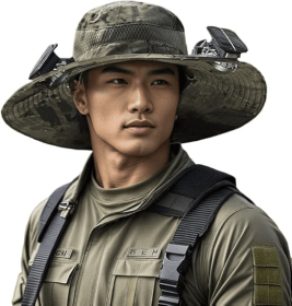 Unisex Wide Brim Solar Fan Outdoor Fishing Hat-Solar & USB Charging, Sunscreen Sun Hat With Fan, Camping Uv Protection (Option: Army green)