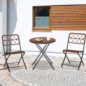3PC Bistro Set w/ Folding Design (Option: Brown-1020x265x640 mm)