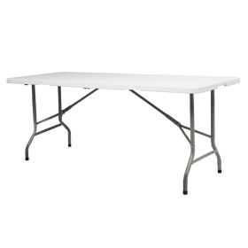Lightweight Plastic Folding Rectangular Table For Outdoor Lounging (Option: White)